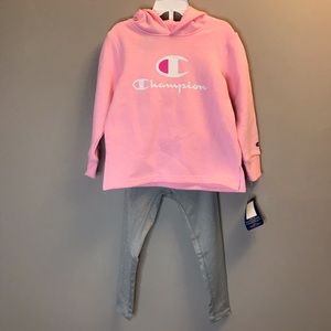 Champion Girls 2 pieces Pink Hoodie Legging Set